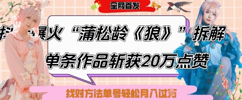 爆红“蒲松龄《狼》”实战演练拆卸，仅6条著作增粉24W，一条著作获得20W关注点赞，用对方法轻轻松松养号月入了W-韬哥副业项目资源网