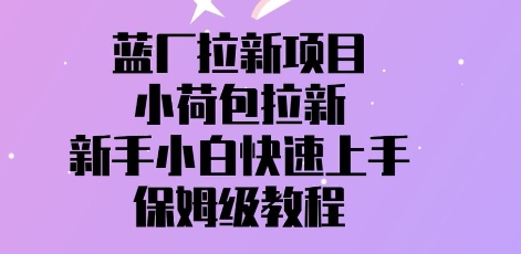 蓝厂拉新项目，小荷包引流，新手入门快速入门，家庭保姆级实例教程-韬哥副业项目资源网