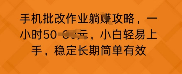 手机上批作业攻略大全，一小时50，新手随便入门，平稳长期性简单高效-韬哥副业项目资源网