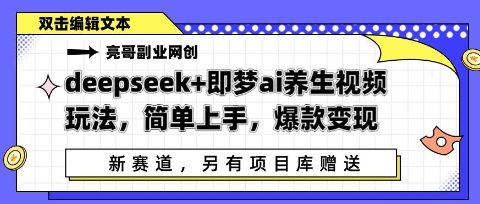deepseek 即梦ai中医养生视频游戏玩法，简易入门，爆品转现-韬哥副业项目资源网