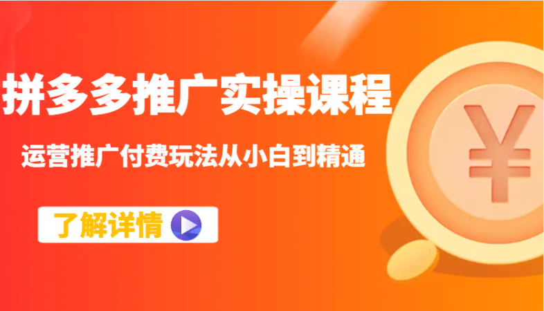 拼多多推广实操课程：运营推广付费玩法从小白到精通-韬哥副业项目资源网