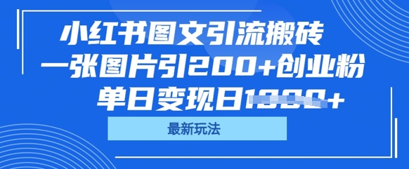小红书的图文并茂引流方法打金，一张图片引200 自主创业粉，单日转现日多张-韬哥副业项目资源网