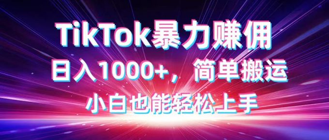 (14402期)TikTok运送暴力行为赚佣,日入1000 ,简易运送,新手也可以快速上手-韬哥副业项目资源网