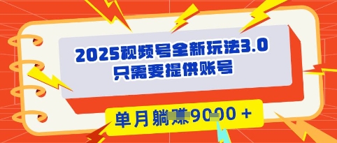 2025年微信视频号全新玩法3.0，实际操作爆品成本低， 团队赋能，单月入9k-韬哥副业项目资源网