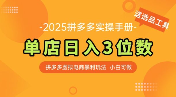 (14826期)全新拼多多平台虚似电子商务实际操作指南 门店日入3位 新手快速入门【附送选品工具】-韬哥副业项目资源网