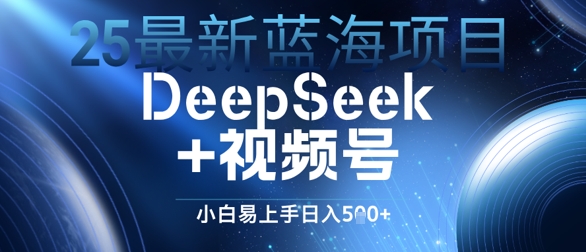 25全新蓝海项目DeepSeek 微信视频号，新手上手快日入多张-韬哥副业项目资源网