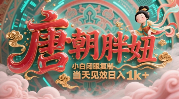 用AI复制“唐代肥妞”日更3条，服务平台玩命拉流，新手闭上眼拷贝，当日奏效，日入1k-韬哥副业项目资源网