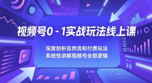 微信视频号0-1实战演练游戏玩法线上课，深入剖析自然流和付钱游戏玩法，统性学习视频号所有逻辑性-韬哥副业项目资源网