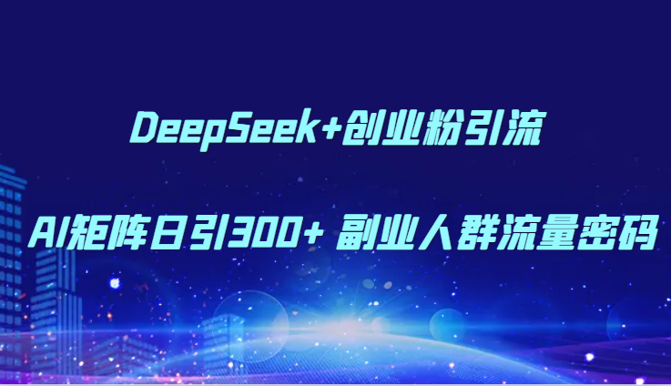 DeepSeek 自主创业粉引流方法 AI引流矩阵日引300  第二职业群体总流量登陆密码-韬哥副业项目资源网