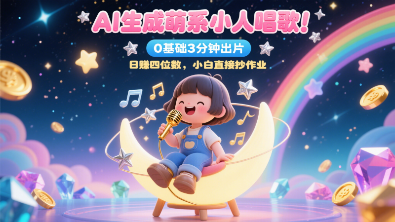 AI形成呆萌奸险小人喝歌!0基本3min出菲林,28个作品增粉9万,日赚四位数,新手立即写作业-韬哥副业项目资源网