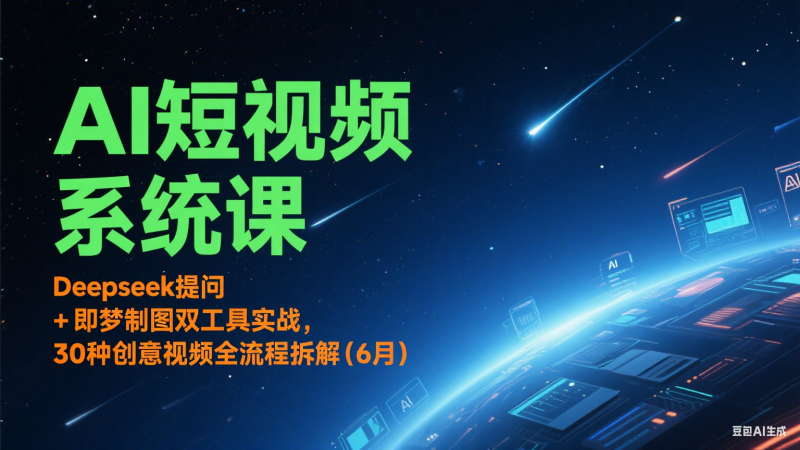 AI短视频系统课:Deepseek提问 + 即梦制图双工具实战,30种创意视频全流程拆解(6月)-韬哥副业项目资源网