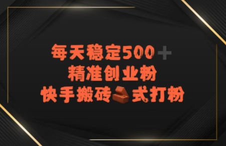 快手搬砖式打粉，每天稳定500+精准创业粉-韬哥副业项目资源网