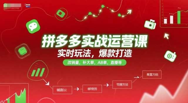 拼多多实战运营课，实时玩法，爆款打造，改销量，补大单，AB单，直播等（更新2025月）-韬哥副业项目资源网