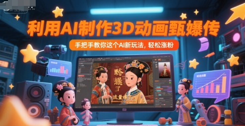 利用AI制作3D动画甄嬛传，流量爆了，手把手教你这个AI新玩法，轻松涨粉-韬哥副业项目资源网