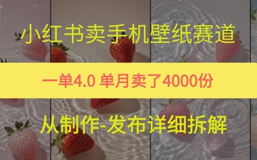 小红薯手机壁纸变现，4块钱一张的图，单月卖了5000份-韬哥副业项目资源网