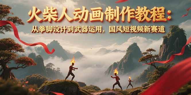 （15171期）火柴人动画制作教程：从拳脚设计到武器运用，国风短视频新赛道-韬哥副业项目资源网