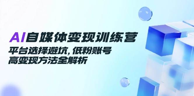AI自媒体变现训练营，平台选择避坑，低粉账号高变现方法全解析-韬哥副业项目资源网