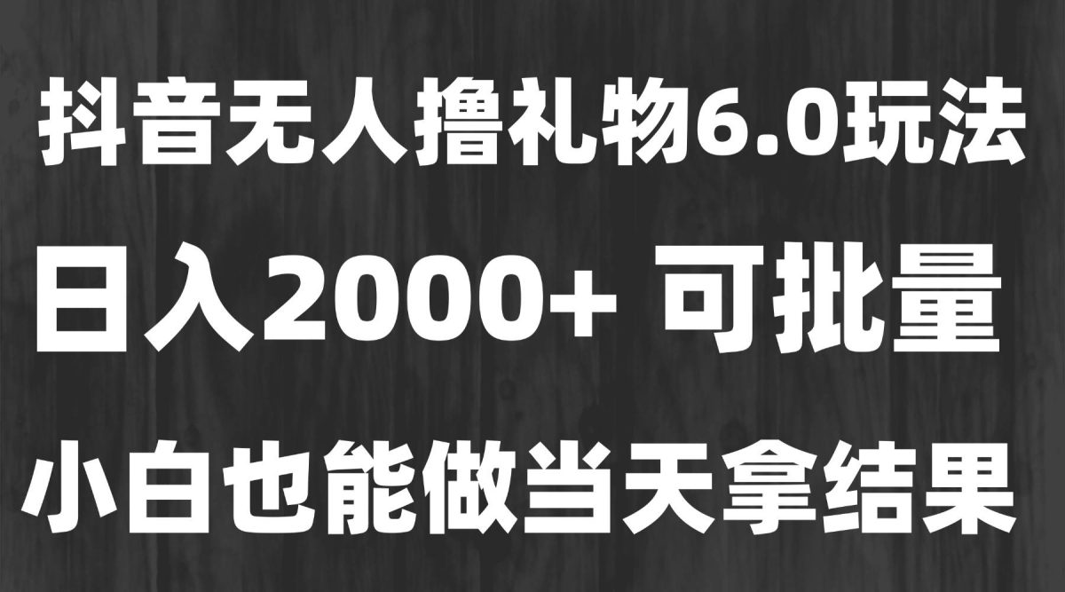 图片[1]-（15250期）最新风口暴力撸金技术，无人撸礼物，长期稳定 一天收益2000+，小白当天…-韬哥副业项目资源网