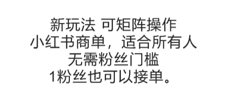 可矩阵操作，小红书商单新玩法，适合所有人，无需粉丝门槛，1粉丝也可以接单-韬哥副业项目资源网