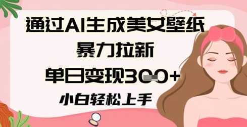 通过AI生成美女壁纸暴力拉新,单日变现3张 ,小白轻松上手