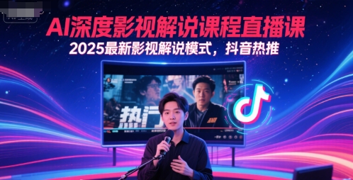 AI深层电影解说直播教学课,2025全新电影解说方式,抖音热推-韬哥副业项目资源网