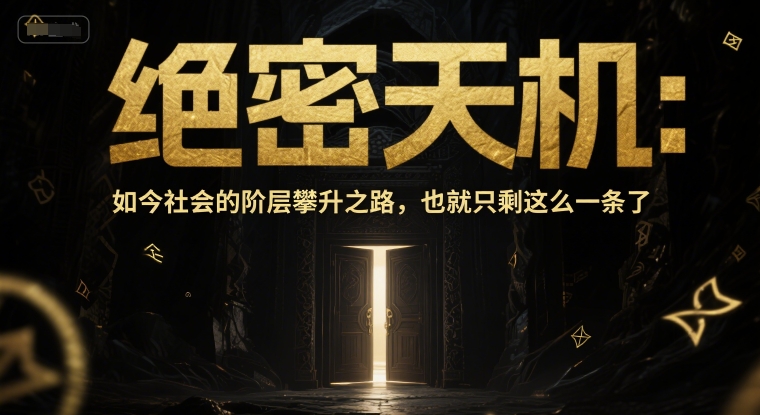 付费文章:机密天玑:现在这个社会的阶级飙升之途,也就只剩下这么一条了-韬哥副业项目资源网