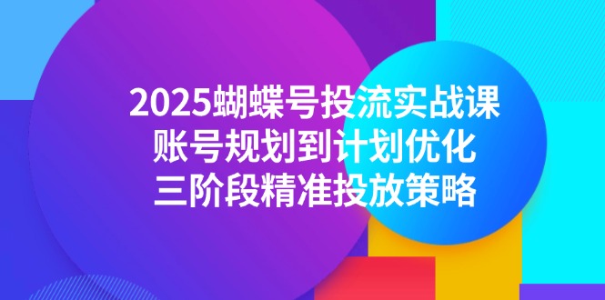 （14987期）2025彩蝶号投流实战演练课，账户规划到方案提升，三阶段精准推送对策-韬哥副业项目资源网