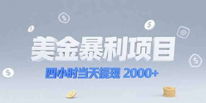 (15251期)美金暴利项目,四小时当天提现 2000+机会留给会选赛道的人-韬哥副业项目资源网