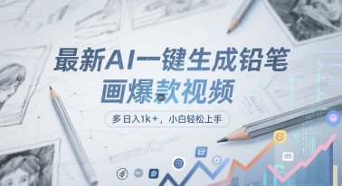 最新AI一键生成铅笔画爆款视频，多平台分发，日 入1k+，小白轻松上手【揭秘】-韬哥副业项目资源网