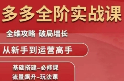 拼多多全阶实战课程，全维攻略，破局增长，从新手到运营高手-韬哥副业项目资源网