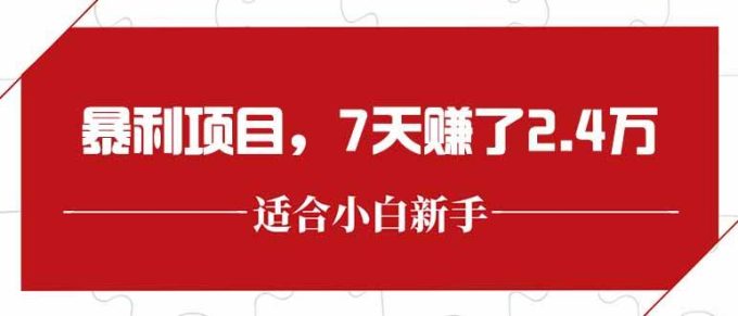 （15228期）最新暴利项目，每单收益轻松在300以上，7天赚了2.4万-韬哥副业项目资源网