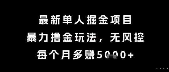 最新单人掘金项目，暴力撸金玩法，无风控，每个月多挣5k+【揭秘】-韬哥副业项目资源网