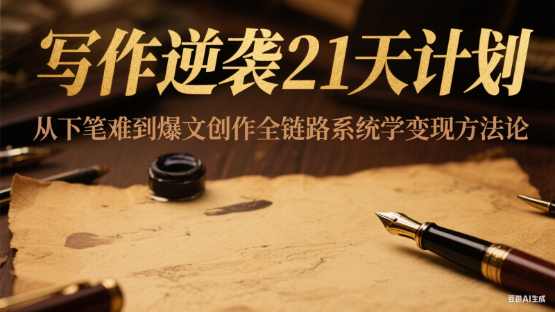 写作逆袭21天计划:从下笔难到爆文创作全链路系统学变现方法论-韬哥副业项目资源网