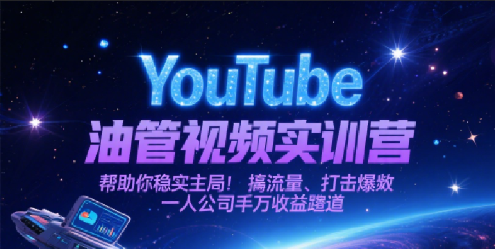 YouTube油管视频实训营，帮助你稳入局、搞流量、打爆款，一人公司千万收益赛道-韬哥副业项目资源网