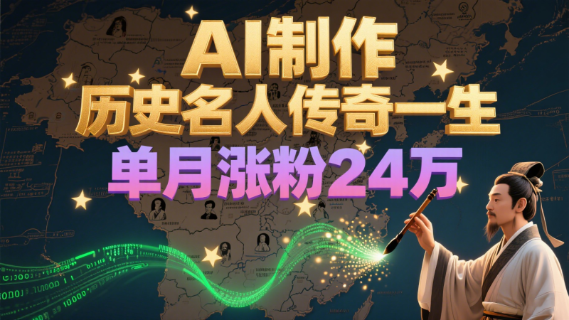 暴力起号!用AI制作历史名人传奇一生,单月涨粉24万,涨粉+变现赛道黑马来了-韬哥副业项目资源网