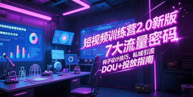(15255期)短视频训练营2.0新版,7大流量密码/钩子设计技巧/私域引流/DOU+投放指南-韬哥副业项目资源网