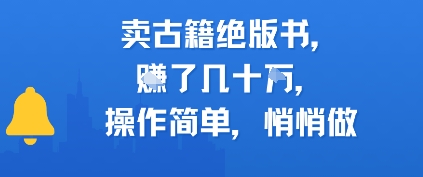 卖古籍绝版书,挣了几十个,操作简单,悄悄做