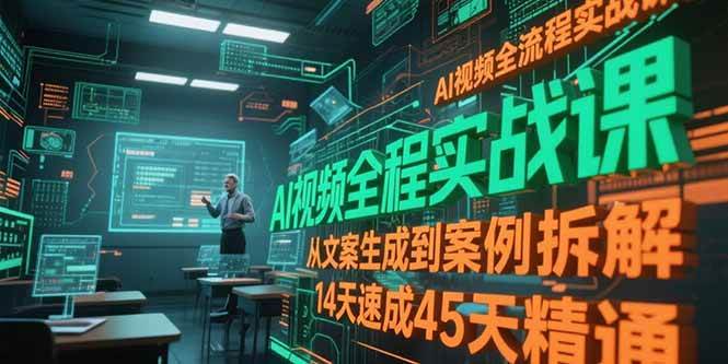 (15172期)AI视频全流程实战课,从文案生成到案例拆解,14天速成45天精通-韬哥副业项目资源网