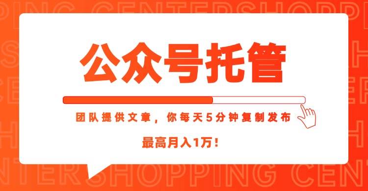 （15109期）【公众号托管 】我提供文章，你每天５分钟复制发布，最高月入1W-韬哥副业项目资源网