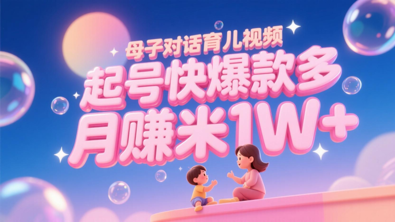AI生成母子对话育儿类视频，起号快爆款多，小白宝妈轻松学，多渠道变现，月赚米1W+-韬哥副业项目资源网