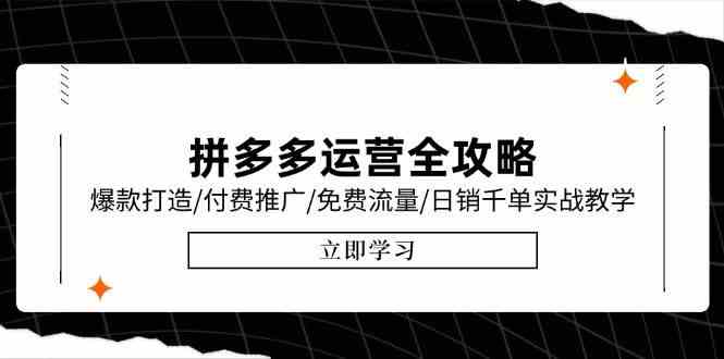 拼多多运营全攻略,爆款打造/付费推广/免费流量/日销千单实战教学/6月更新-韬哥副业项目资源网