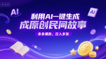 利用AI一键生成原创民间故事,无限制生成,条条爆款,日入多张