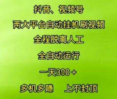 抖音视频号两大平台自动运行,全程脱离人工,自动获取收益,一天3张+,多机多挣,上不封顶【揭秘】-韬哥副业项目资源网
