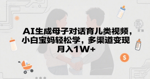 AI形成母子对话育儿教育类视频，新手宝妈妈轻松学习，多种渠道转现，月入1W-韬哥副业项目资源网