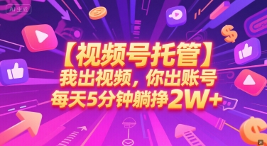 【视频号托管 】我出视频,你出账号,每天5分钟发布,最高躺挣2W+【揭秘】-韬哥副业项目资源网