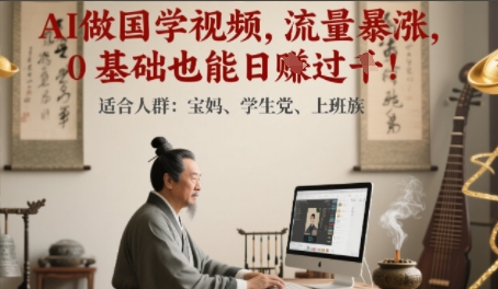AI做国学视频,流量暴涨 ,0 基础也能日入多张-韬哥副业项目资源网