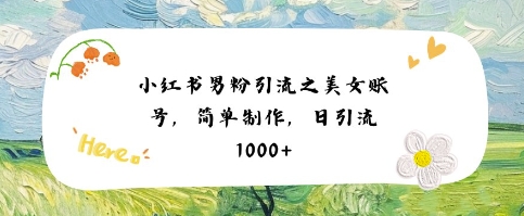 小红书男粉引流项目之美女账号6，简单制作，条条爆款原创，不违规-韬哥副业项目资源网