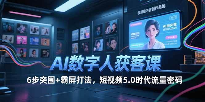 (15247期)AI数字人获客课,6步突围+霸屏打法,短视频5.0时代流量密码-韬哥副业项目资源网