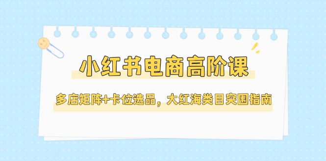 (14940期)小红书电商高阶课,多店矩阵+卡位选品,大红海类目突围指南(更新5月)-韬哥副业项目资源网