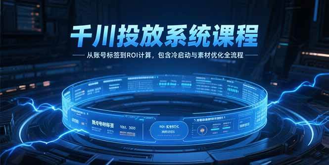 (15263期)千川投放系统课程,从账号标签到ROI计算,包含冷启动与素材优化全流程-韬哥副业项目资源网